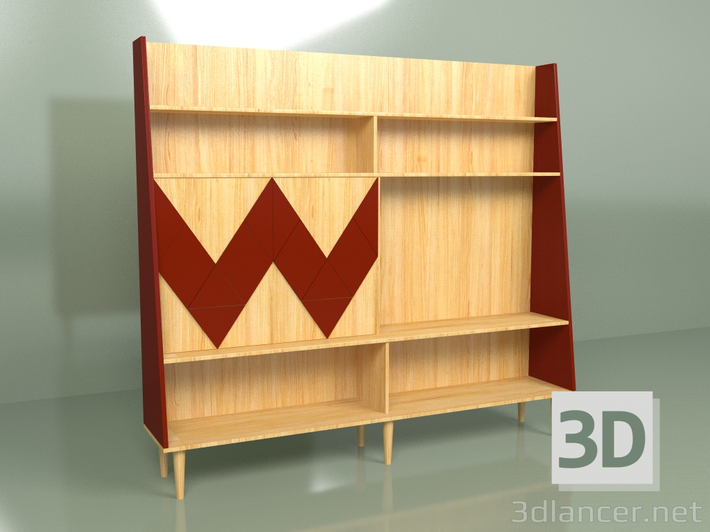 3D Modell Wall Woo Wand bemalt (burgunderrot) - Vorschau