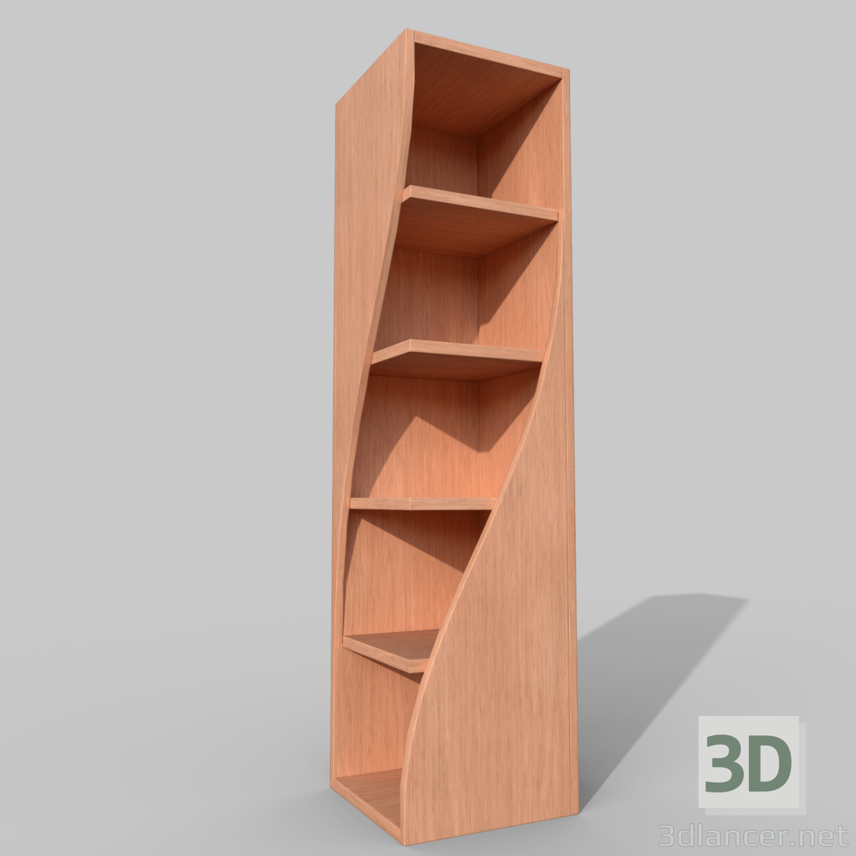 3D yuvarlak kitaplık modeli satın - render