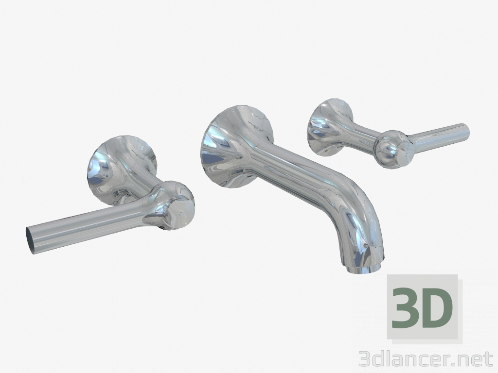 modello 3D Miscelatore a parete con due maniglie - anteprima