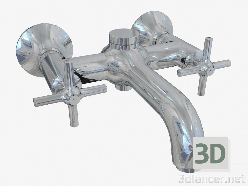 3d model Chrome bathroom faucet in modern style with wall mounting - preview