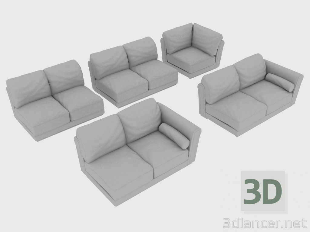 modello 3D Elementi per divani componibili PAUL - anteprima