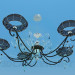 3d model Lámpara chandelier moderna con techo como anillo - vista previa