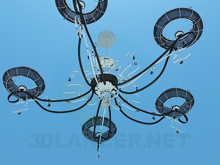 3d модель Сучасна люстра з кільцевими плафонами – превью 3d модель Сучасна люстра з кільцевими плафонами – превью