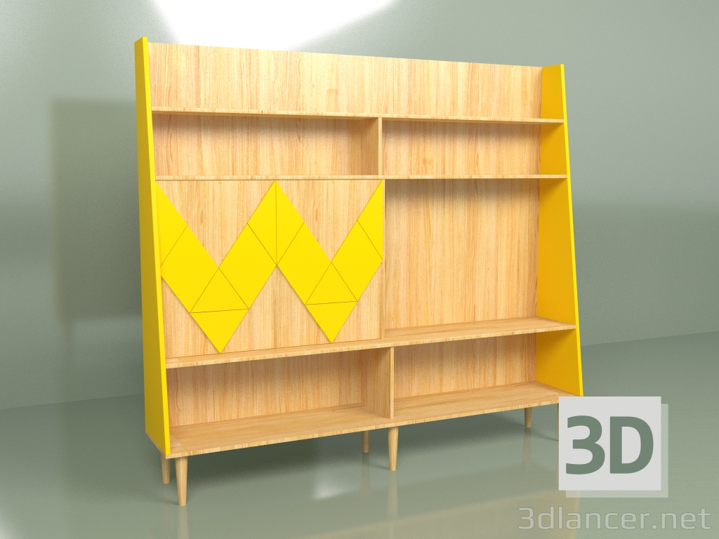 3d model Wall Woo Wall pintado (amarillo mostaza) - vista previa