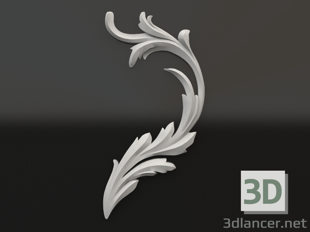 modello 3D Elemento decorativo in gesso DE 037 B (156x76) - anteprima