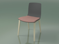 Sandalye 3979 (4 ahşap ayak, polipropilen, koltukta bir yastık ile, beyaz huş ağacı)
