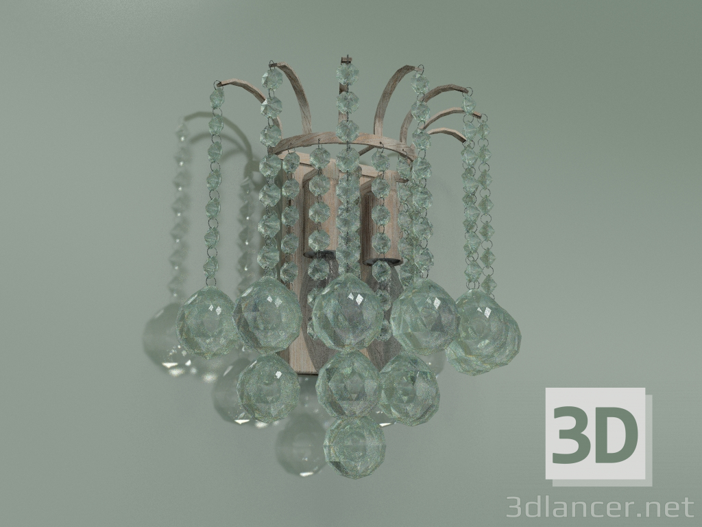 modello 3D Applique 3299-2 (bianco con Strotskis oro-cristallo trasparente) - anteprima
