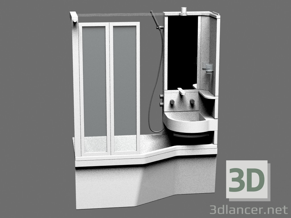 3D Modell Spalte + Waschbecken + Badewanne-1500 - Vorschau