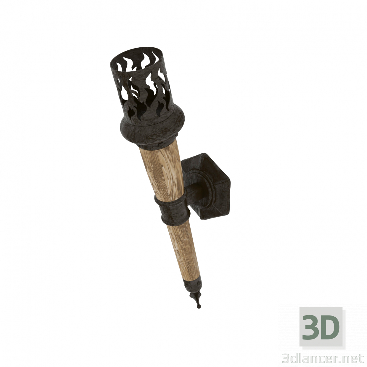 modello 3D Sconce a mano. rf "torcia fiamma 1" - anteprima