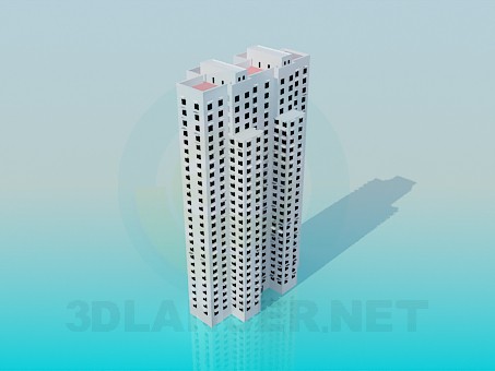 3d model Multistorey apartment house - preview 3d model Multistorey apartment house - preview
