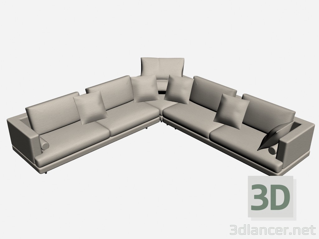 modèle 3D Canapé angle titulaires ligne 1 - preview
