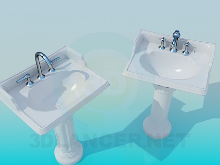 3d model Two sink with legs - preview