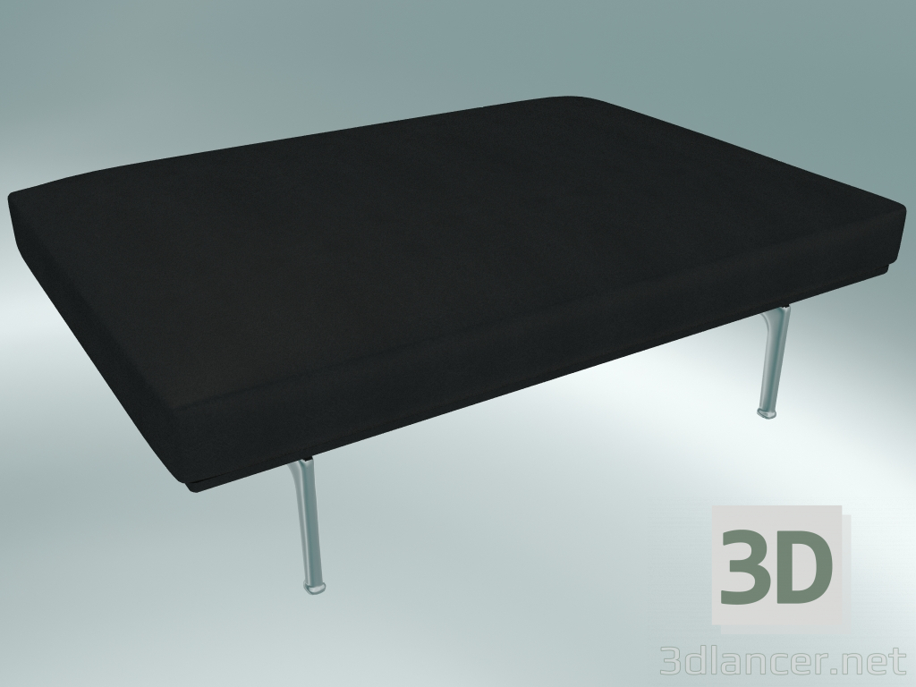 3D modeli Puf Anahat (Rafine Siyah Deri, Parlak Alüminyum) - önizleme