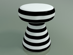 Side table, ottoman, street InOut (44, White Ceramic With Black Stripes)