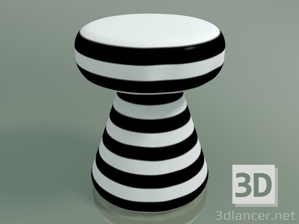 3D Modell Beistelltisch, Ottomane, Straße InOut (44, weiße Keramik mit schwarzen Streifen) - Vorschau