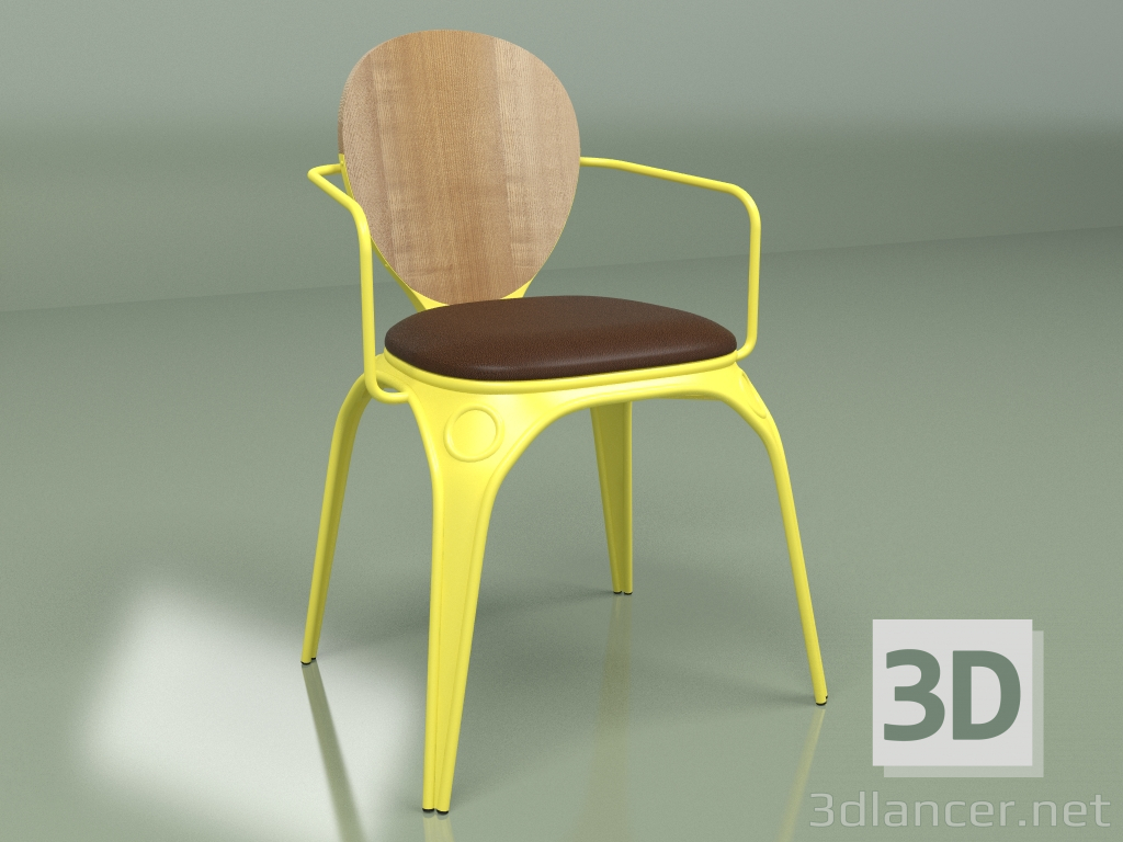 modèle 3D Chaise Louix avec coussin (jaune mat) - preview