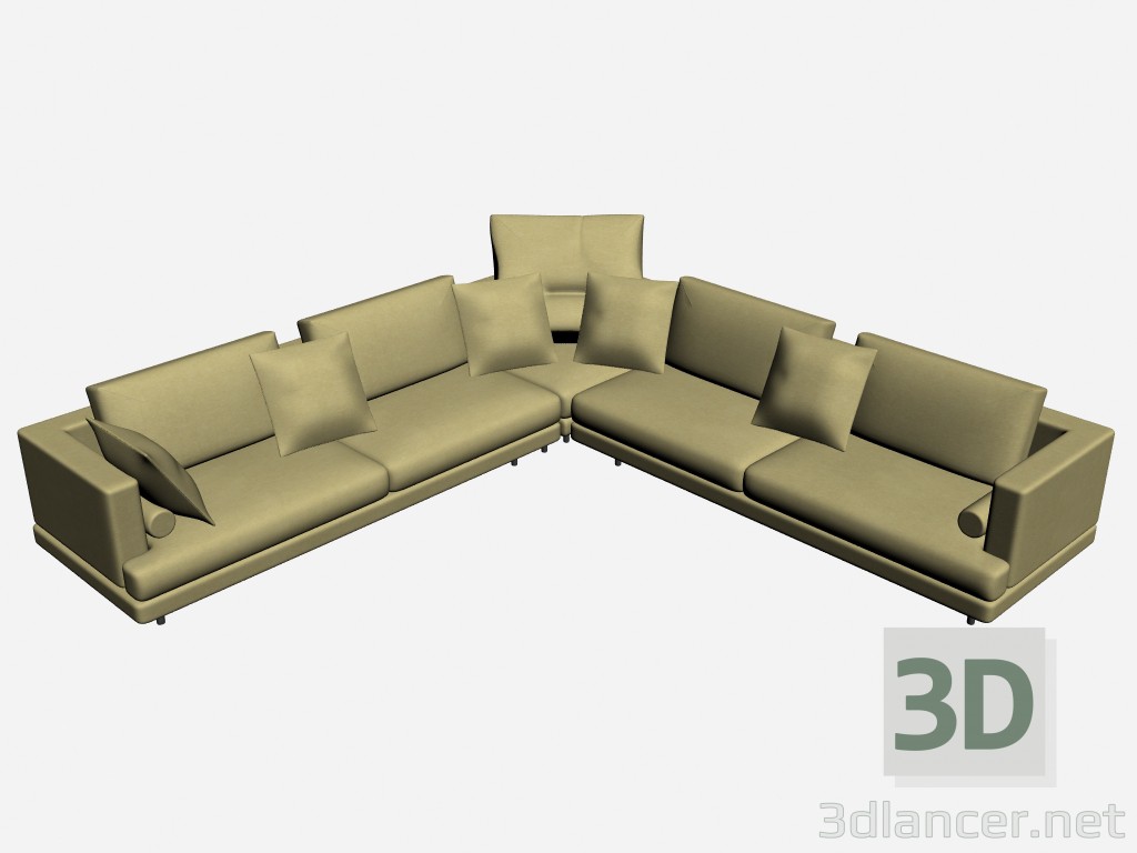 3d модель Кутовий диван співробітники лінія 2 – превью