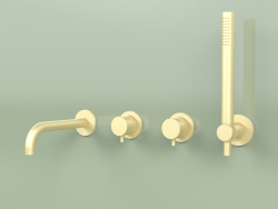Wall-mounted mixer with wall-mounted shower (13 69, OC)