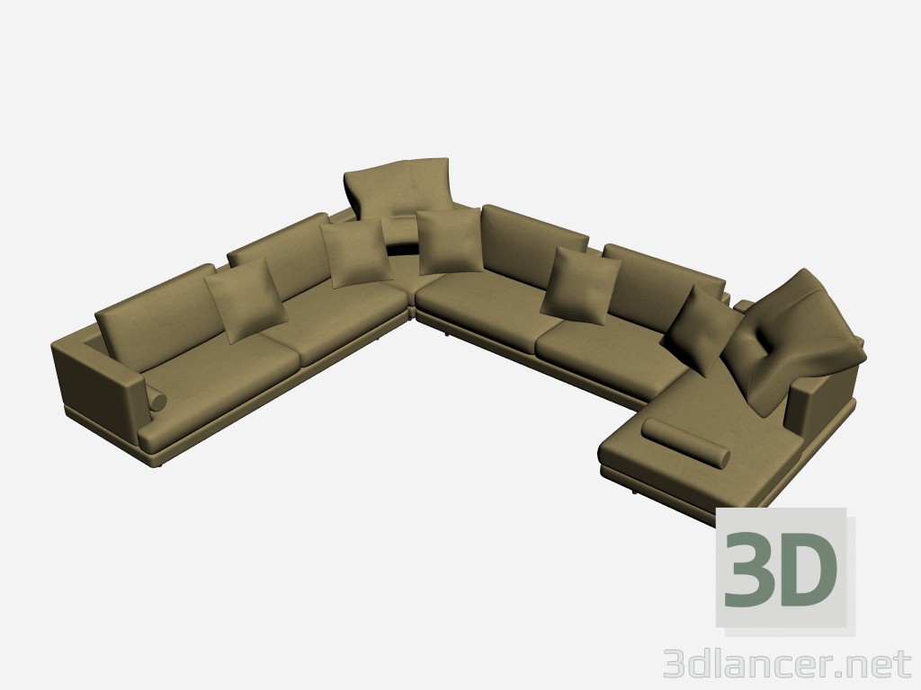 3d модель Кутовий диван співробітники лінії 3 – превью