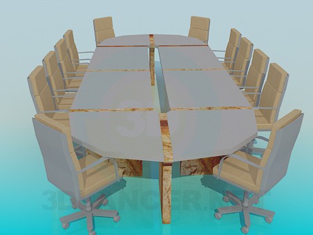 3d model Table for conferences - preview 3d model Table for conferences - preview