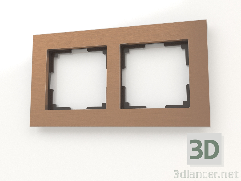 3D Modell Rahmen für 2 Pfosten (braunes Aluminium) - Vorschau