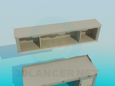 modelo 3D Escritorio y estantería en el conjunto de - escuchar modelo 3D Escritorio y estantería en el conjunto de - escuchar