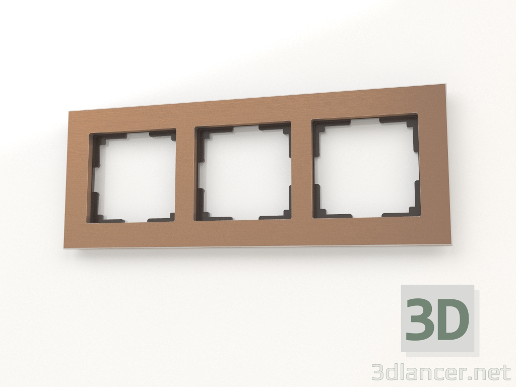 3D Modell Rahmen für 3 Pfosten (braunes Aluminium) - Vorschau