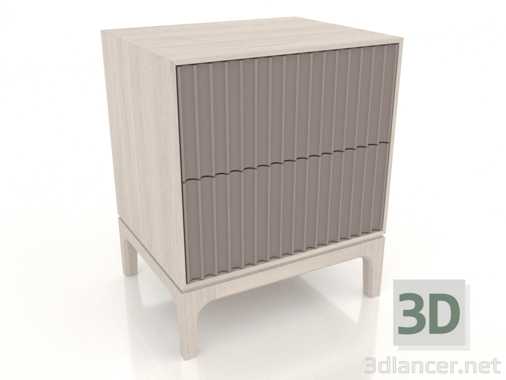 modèle 3D Table de chevet FARGO 2 tiroirs avec façades fraisées (platine, chêne blanchi, option 2) - preview modèle 3D Table de chevet FARGO 2 tiroirs avec façades fraisées (platine, chêne blanchi, option 2) - preview