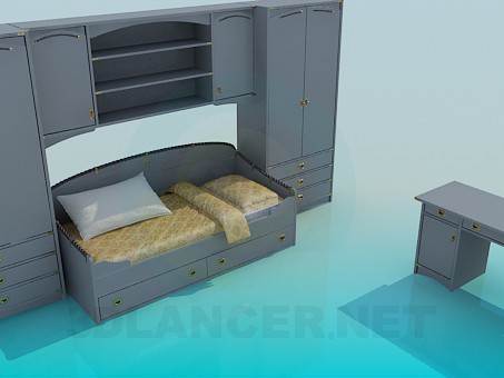 modèle 3D Situé dans la chambre à coucher - preview