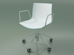 Stuhl 0294 (5 Räder, mit Armlehnen, ohne Polsterung, zweifarbiges Polypropylen)