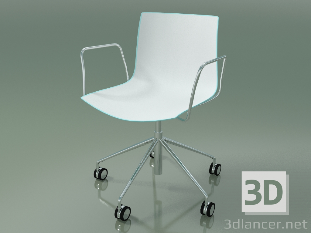 3D modeli Sandalye 0294 (5 tekerlekli, kolçaklı, döşemesiz, iki tonlu polipropilen) - önizleme
