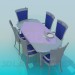 3d model Dining table with chairs - preview
