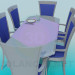 3D modeli Yemek Masası sandalye ile - önizleme