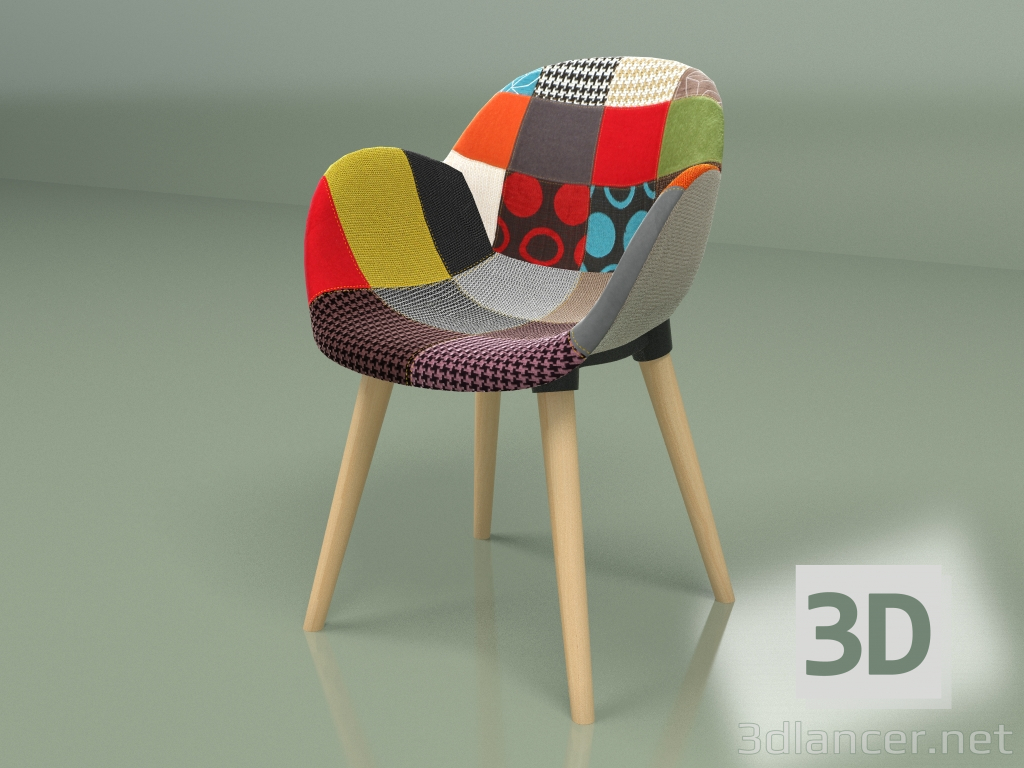modello 3D Sedia patchwork (multicolore) - anteprima