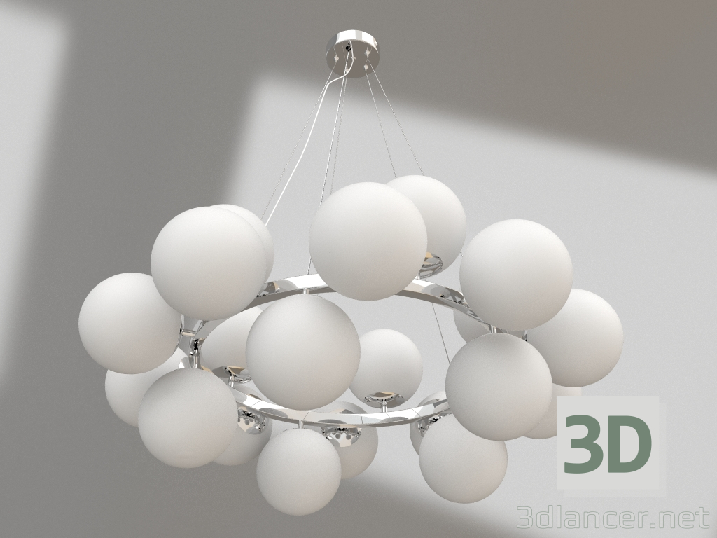 modello 3D Sida lampadario cromo base quadrata (07508-20A,02) - anteprima