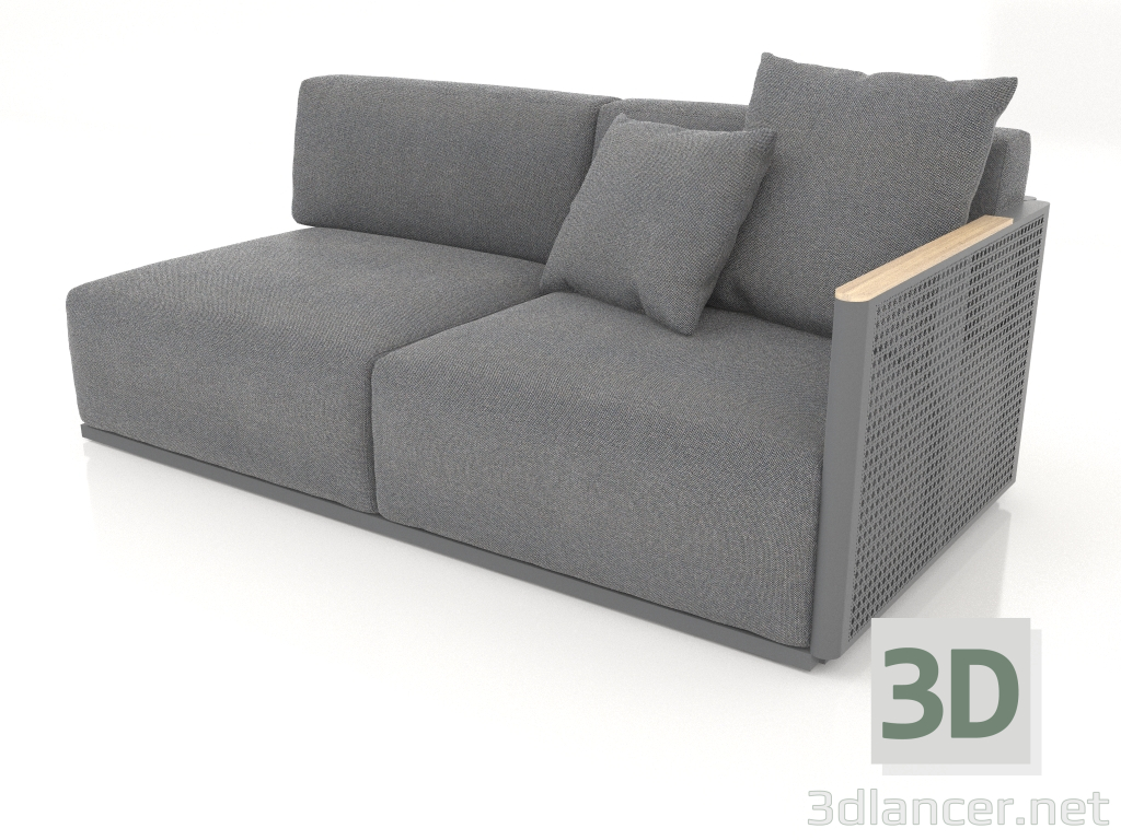 3d model Módulo sofá sección 1 derecha (Antracita) - vista previa