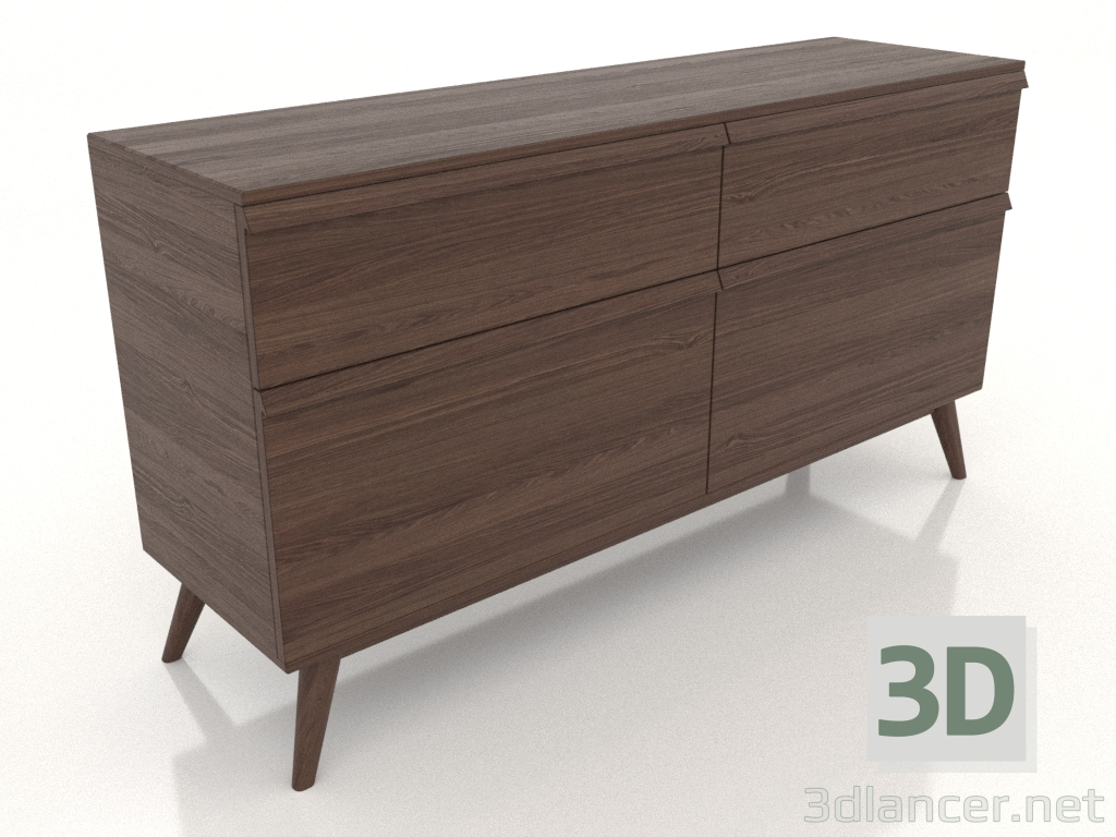 modello 3D Cassettiera 1 1500x400x800 (noce scuro) - anteprima