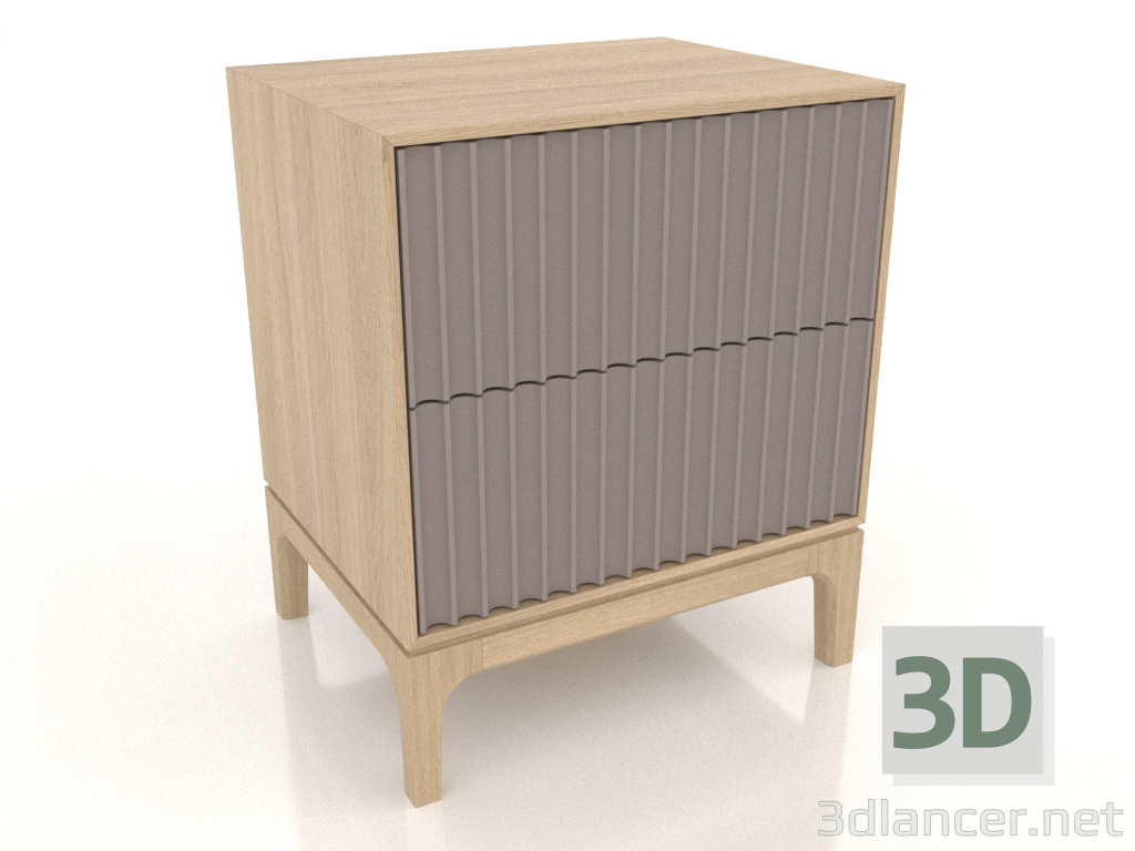 modèle 3D Table de chevet FARGO 2 tiroirs avec façades fraisées (platine, chêne éclairci, option 2) - preview modèle 3D Table de chevet FARGO 2 tiroirs avec façades fraisées (platine, chêne éclairci, option 2) - preview