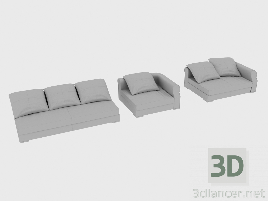 3d model Sofá modular modular RUBENS FREE BACK - vista previa