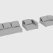 modello 3D Elementi del divano componibili RUBENS FREE BACK - anteprima