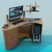 3D Modell Schreibtisch mit Computer-hardware - Vorschau