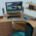 3D Modell Schreibtisch mit Computer-hardware - Vorschau