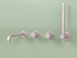 Wall-mounted mixer with wall-mounted shower (13 69, OR)