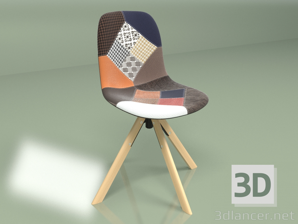 modello 3D Sedia Tapizado Patchwork - anteprima