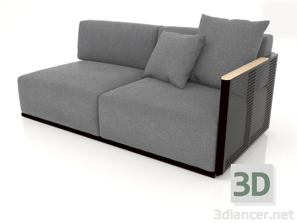 modèle 3D Module canapé section 1 droite (Noir) - preview