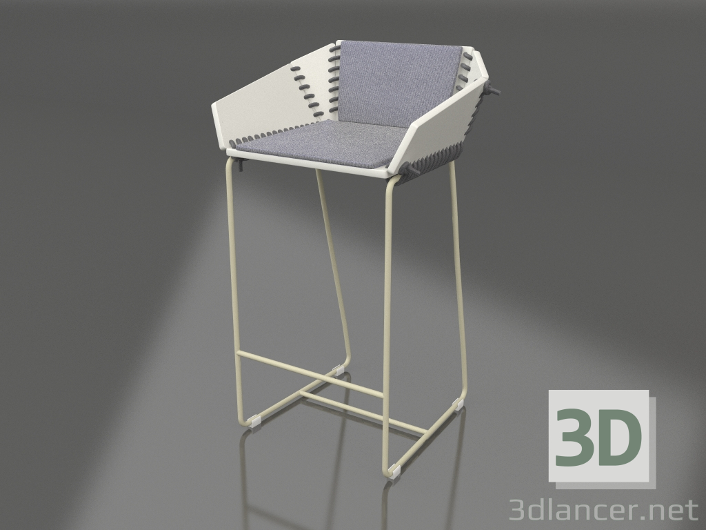 modello 3D Sedia semi-bar con schienale (Oro) - anteprima