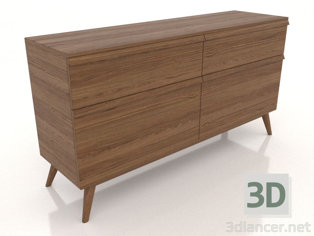 modello 3D Cassettiera 1 1500x400x800 (noce chiaro) - anteprima