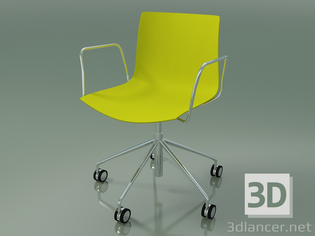3D Modell Stuhl 0294 (5 Räder, mit Armlehnen, ohne Polsterung, Polypropylen PO00118) - Vorschau