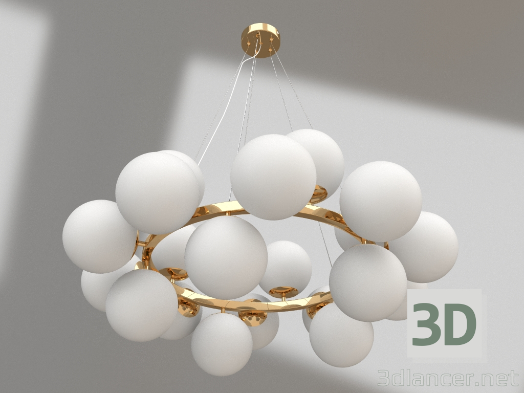 modello 3D Lampadario Sid's oro base quadrata (07508-20A,33) - anteprima