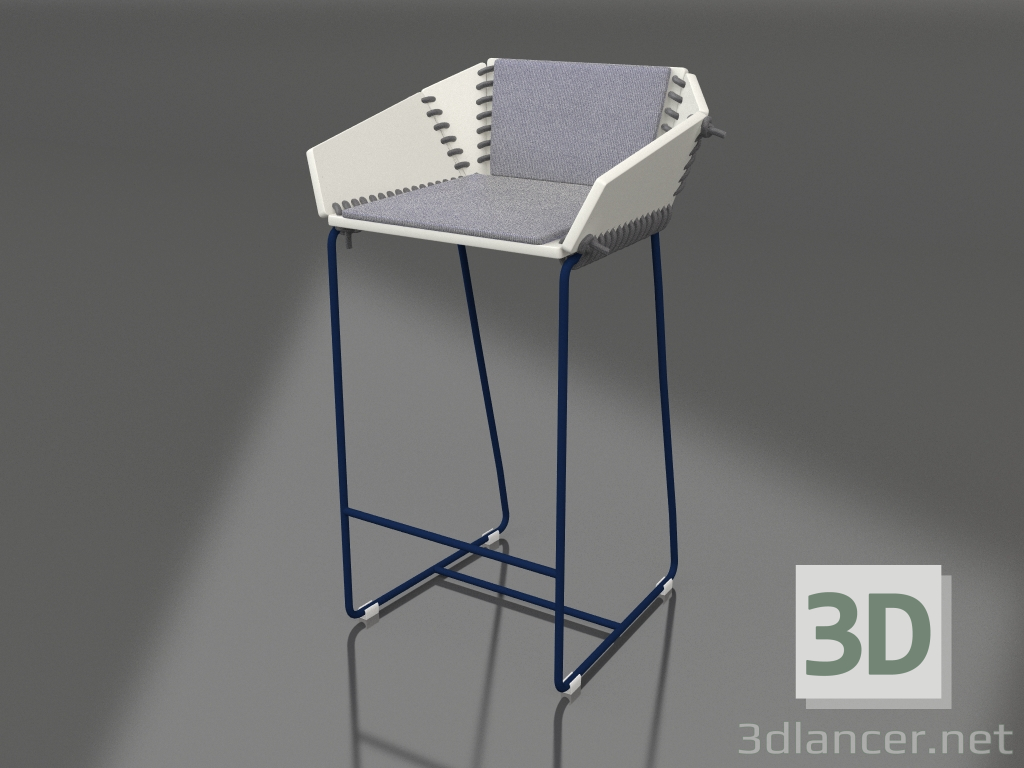 3d model Semi-bar chair with back (Night blue) - preview